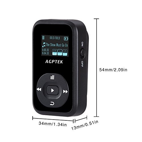Bluetooth MP3 Player 8GB Mini Sport Mp3 Player mit Clip, 30 Stunden Wiedergabe Musik Player mit FM, 