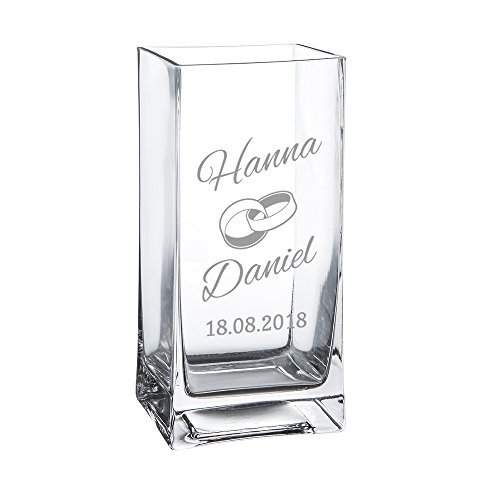 Blumenvase aus Glas zur Hochzeit – Vase Personalisiert mit [Namen] und [Datum] – Hochzeitsgesche