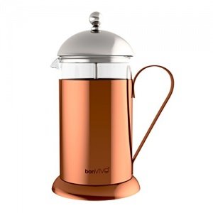bonVIVO® GAZETARO II, Design-Kaffeebereiter und French Press in Kupfer-Chrom Optik aus Edelstahl un