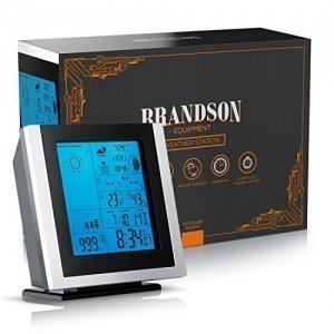 Brandson - Funkwetterstation mit Außensensor | inkl. Hygrometer / Barometer / Wecker | Mondphasen-A