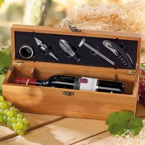 Carlo Milano Weinset: 5-tlg. Sommelier-Set in edler Geschenkbox für 1 Weinflasche (Wein Geschenkbox