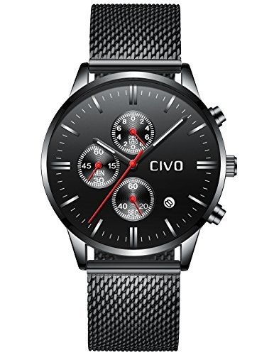 CIVO Herrenuhren Multifunktional Chronograph Datumskalender Wasserdicht Analoge Quarzuhr mit Silbern