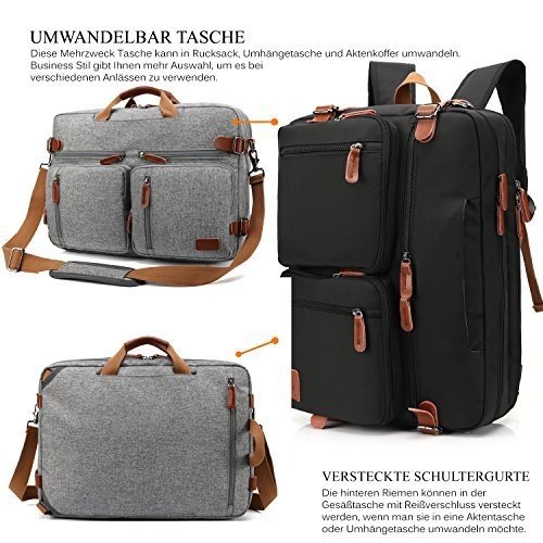 CoolBELL umwandelbar Rucksack Messenger Bag Umhängetasche Laptop Tasche Handtasche Business Aktenta