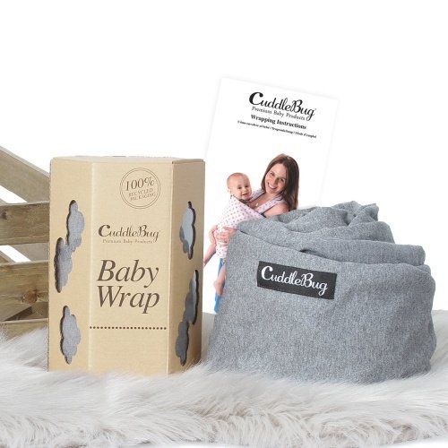 CuddleBug Babytragetuch Neugeborene grau Pucktuch: 4-in-1 elastisches Tragetuch