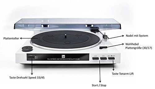 Dual DT 210 USB Schallplattenspieler (USB-Anschluss, 33/45 U/min) schwarz