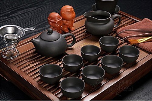 exquisit Bone China kungfu China Cup Set Mit Deckel and Hölzern Tee-Behälter-E