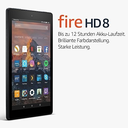 Fire HD 8-Tablet mit Alexa, 20,3 cm (8 Zoll) HD Display, 16 GB (Schwarz), mit Spezialangeboten