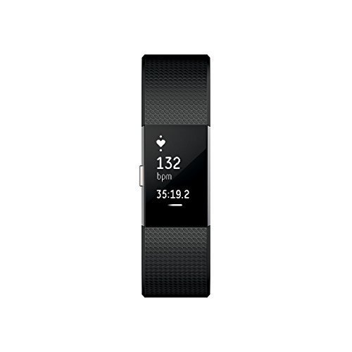 Fitbit Standard Charge 2 Unisex Armband Zur Herzfrequenz Und Fitnessaufzeichnung, Schwarz, S, FB407S