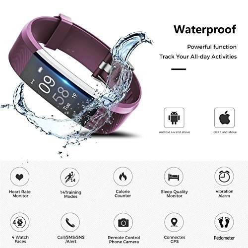 Fitness Armbanduhr, TOOBUR Wasserdicht Fitness Tracker mit Herzfrequenz Schrittzähler Schlafmonitor