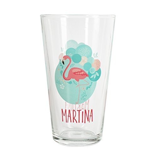 Flamingo Trinkglas mit Wunschnamen