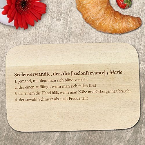 Frühstücksbrett mit Gravur Definition Seelenverwandte – Personalisiert mit Namen - Schneidebrett