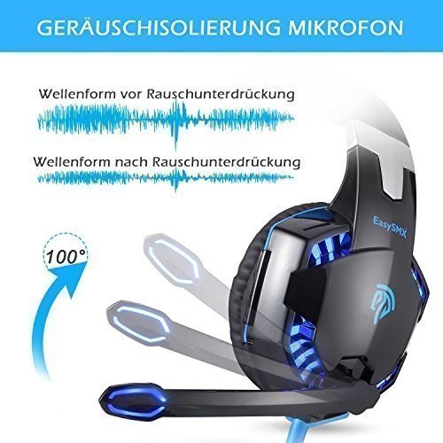 Gaming Headset, EasySMX PC Gaming Headset mit Lautstärkeregelung, Stereo Over Ear Kopfhörer mit Mi