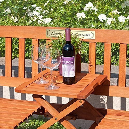 Gartenbank 3sitzer aus massivem Eukalyptusholz mit Tisch – Hochzeitsgeschenk oder Geschenk zum Hoc