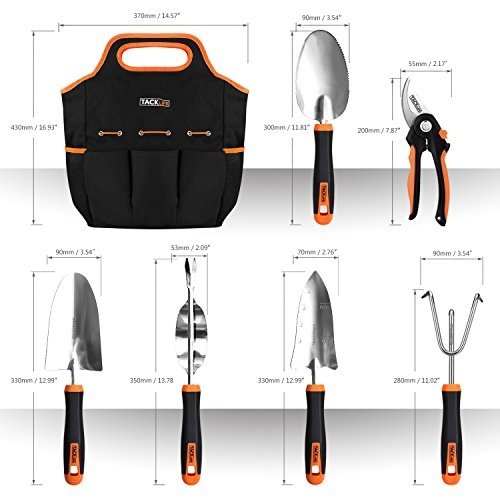 Gartengeräte, Gartenwerkzeug Sets aus Edelstahl (7in1) : Werkzeug Beutel, Gartenschere, Pflanzkelle