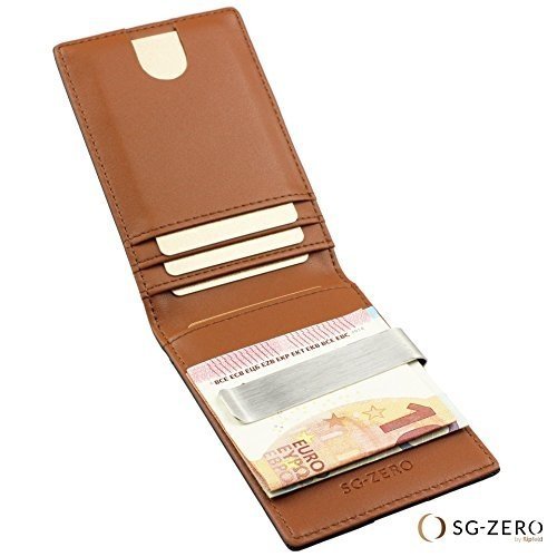 Geldbörse mit Geldklammer aus Echt-Leder - Geldbeutel mit RFID Schutz, Börse, Brieftasche mit Geld