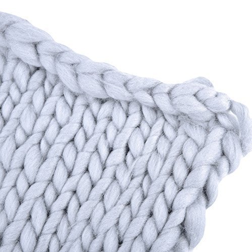 Handgefertigt Dick Troddeln Decke Weich Warm Knit Sofa Decke Matte Twist Strickdecke, grau, 150 * 12