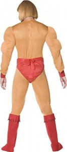 He-Man/Prinz Adam Kostüm Muskel-Jumpsuit mit Gürtel Armmanschetten Überstiefel und aufblasbares S
