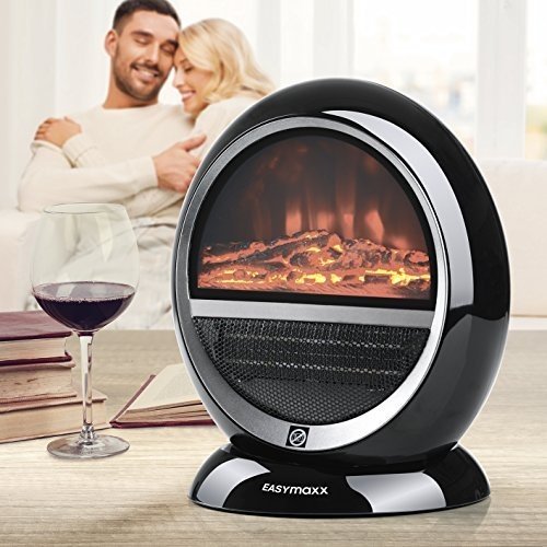 Heizstrahler Kamin-Optik | elektrischer Kamin | Ofen | 1500W | schwarz | echte Flammen-Optik