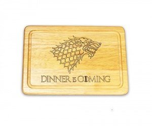Holz-Schneidebrett, Game of Thrones inspiriert "Dinner Is Coming", Lasergravur