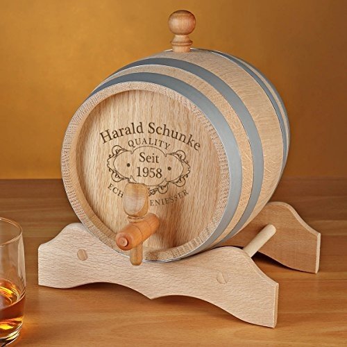 Holzfass für Whisky oder Wein mit Namens-Gravur Motiv Quality Whisky