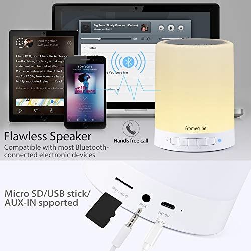 Homecube Nachttischlampe mit Bluetooth Lautsprecher