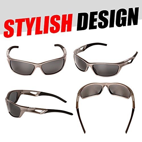 hodsgon Polarisierte Sportbrille Sonnenbrille Fahrradbrille mit UV400 Schutz für Damen und Herren A