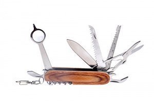 Huntington Traveler: Taschenmesser mit 13 Werkzeugen, Griff aus Holz