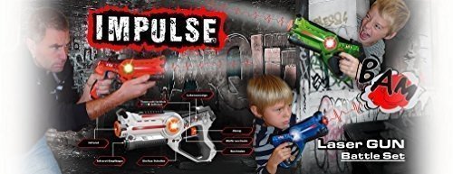 Impulse Laser Battle Set Sonder-Edition mit 2 AGETECH® SuperView Brillen (blau/grün)