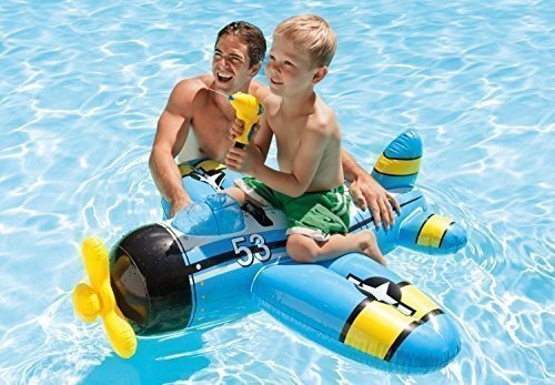 Intex Aufblasbar Wasser Waffe Flugzeug Rutscher 1,32 m x 1,30 m Schwimmbad Strand Spielzeug - Blau