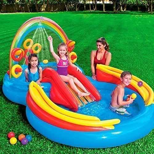 Intex Aufblasbares Wasserspielcenter Rainbow Ring, 117 x 76 x 53 Zoll