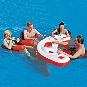 infactory Schwimmende Party Wasser-Bar mit vier Sesseln, 4 Personen