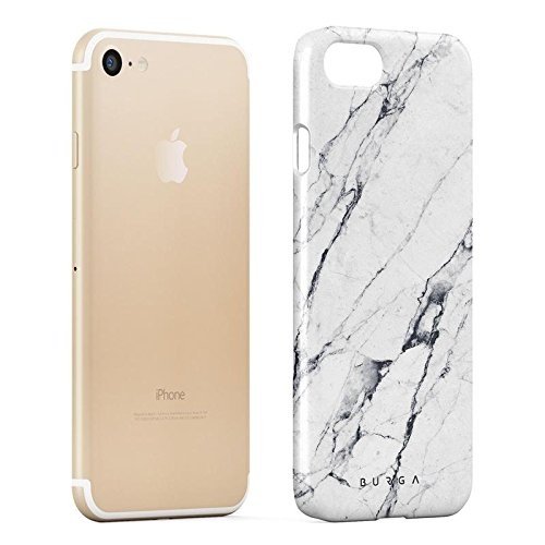 iPhone 7 / iPhone 8 Hülle Licht Weiß Marmor Muster White Marble Dünn, Robuste Rückschale aus Kun