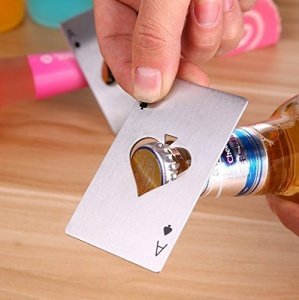 Jolly Edelstahl Kreditkarte Größe Casino Poker Flaschenöffner für Portemonnaie, 3er Pack, 5er Pa