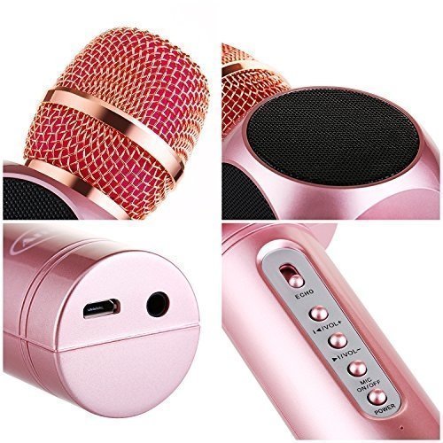 Kabelloses Karaoke Mikrofon, Amicool tragbares Bluetooth-Karaoke Geraet, Lautsprecher für Apple iPh