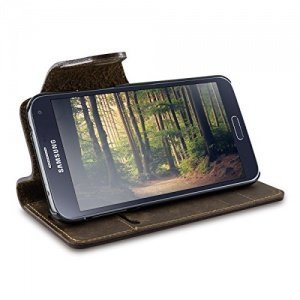 kalibri Echtleder Wallet Hülle für Samsung Galaxy S5