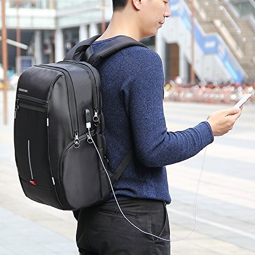 KINGSLONG Business Laptop-Rucksack Herren 15,6 Zoll mit USB-Ladenanschluss wasserdicht Anti-Diebstah