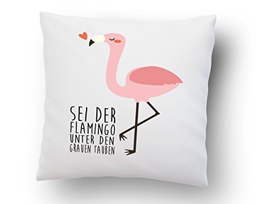 Kissen Sei der Flamingo unter den grauen Tauben