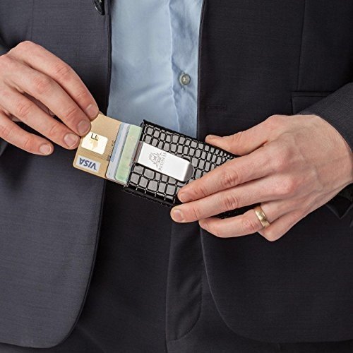 Kreditkartenetui mit Geldklammer I Kartenetui RFID NFC Schutz I Karten Portemonnaie für bis zu 7 Ka