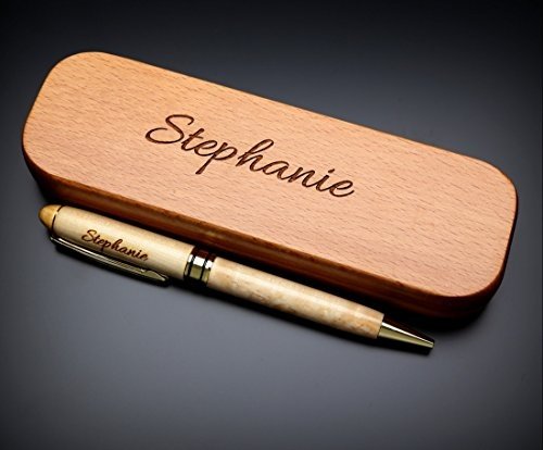 Kugelschreiber mit Wunsch-Name graviert in Geschenk-Schachtel aus Holz die Geschenkidee Stift gravur
