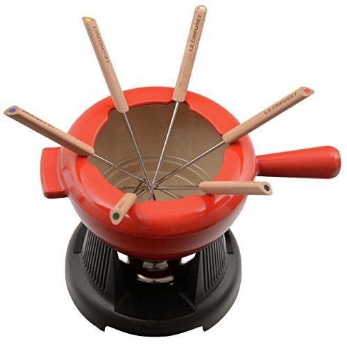 Le Creuset Gusseisen Käsefondue-Set, kirschrot