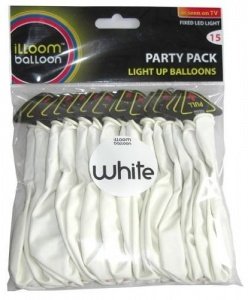 Leuchtende LED-Luftballons 15er-Set weiß