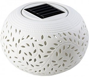 Lunartec Solar-Dekoleuchte aus Porzellan mit Farbwechsler / weißer LED