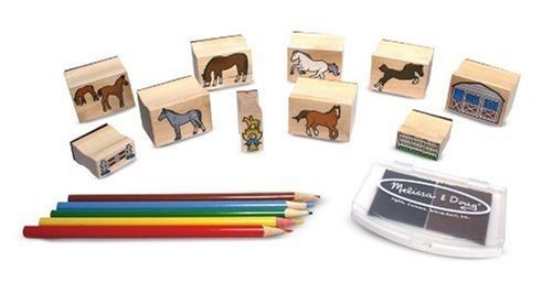 Melissa & Doug Holzstempel-Set Pferde