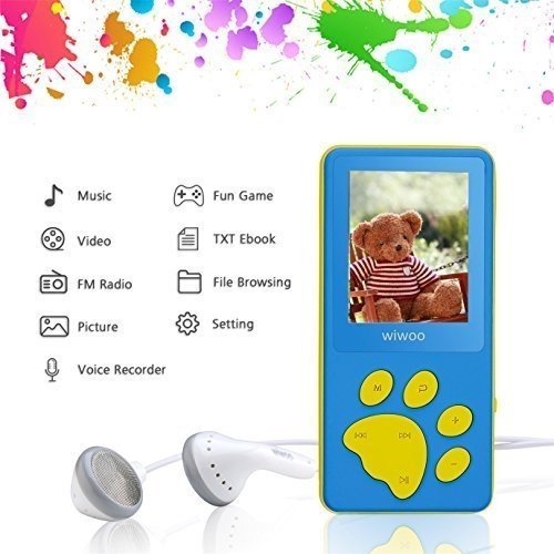 MP3 Player Kinder, Bärenfussdesign MP4 Player 1,8“ Bildschirm, MP3 Player mit Kopfhörer, UKW Rad