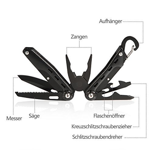 Multitool 10 in 1 Taschenwerkzeug Edelstahl Multi-Tool mit Zange Multifunktions Set Taschenmesser Mu