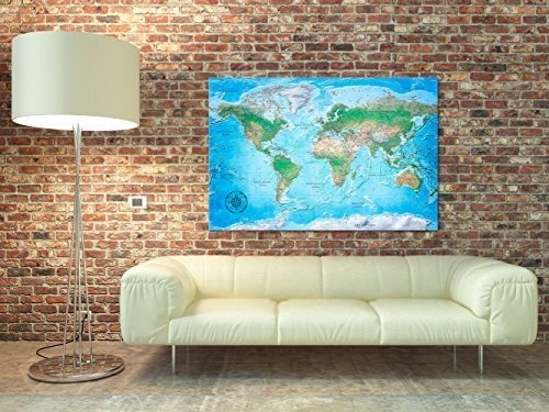 murando Weltkarte Pinnwand & Leinwand Bild 120x80 cm - 1 Teilig - Wandbilder als Korktafel-Korkwand 