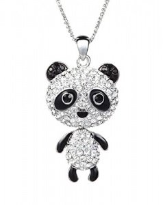 Neoglory Jewellery Strasssteine Halskette mit Panda-Anhänger Damen