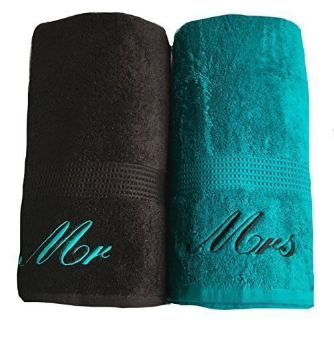Niche Embroidery Paar-Handtücher bestickt mit „Mr & Mrs“