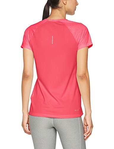 Nike Damen Dry Miler Top Crew Kurzarm-Shirt, Racer Pink/Heather/(Reflective Silver), XS