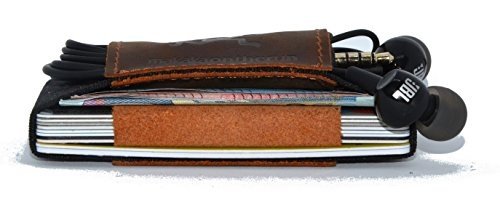 Premium Slim Wallet & Kartenetui mit Geldklammer (4 - 12 Karten) - Crazy Horse Rindsleder – Mini P